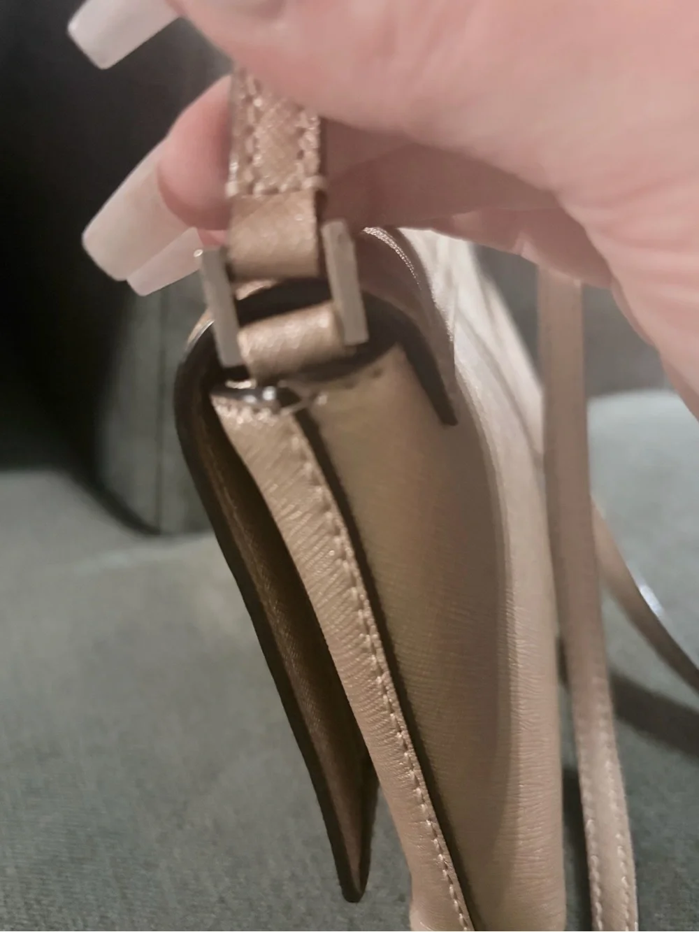 Kate Spade Newbury Lane Crossbody Metallic Pink Saffiano Leather Turn Lock